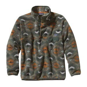 PATAGONIA Men's Synchilla Snap-T Pullover Fleece Green Pattern, Size M Medium
